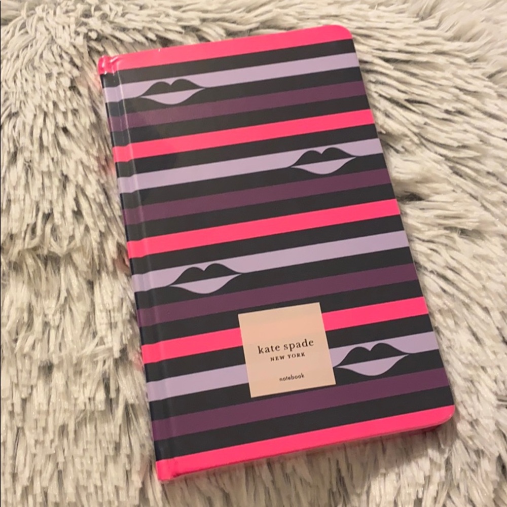 Kate Spade lips stripe take note large notebook - Picture 2 of 3